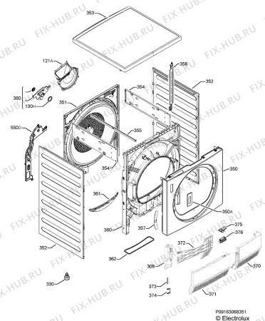 Взрыв-схема сушильной машины Electrolux EDH3897SDE - Схема узла Housing 001